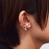 ［pearl624］片耳用 ホワイトピンク 6mm - 6.5mm あこや真珠 イヤーカフ 三角 K18YG