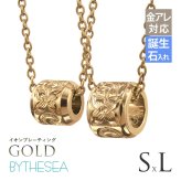 金属アレルギー対応 ペアネックレス ハワイアンジュエリー 純チタン ゴールドカラー ペアネックレス 誕生石 バレル Sサイズ チェーン 長さ選べる イオンプレーティング カップル プレゼント 【品番：CG-TIP403S-RYP】