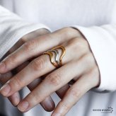 ステンレス ニュアンスリング ごつめ 不規則 3連 コンビカラー メタルリング オープンリング ワイドリング ゴールド シルバー 指輪 太め 大きめ お洒落 幾何学 個性的 マルチ ミックス レディース 女性 金属アレルギー対応