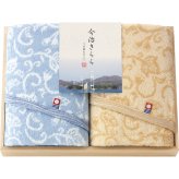 【直送】今治タオル 今治きらら [26-7084-170] フェイスタオル 2枚セット 木箱入り ギフト おしゃれ 和更紗 模様 ふわふわ 吸水 日本製 綿100％ 国産 タオルセット 内祝い お返し 出産祝い 結婚祝い 香典返し プレゼント 贈り物
