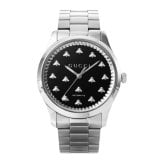 グッチ 腕時計 メンズ Gタイムレス 1本限り 自動巻き 42mm ブラック シルバー 蜂 ビー GUCCI G-Timeless スイス製 サファイアガラス プレゼント ギフト 成人 卒業 入学