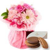 そのまま飾れるブーケ Sサイズ 花とお菓子 花 花束 スイーツ セット 敬老 お中元 敬老の日 退職 入学 お返し ギフトお返し 誕生日プレゼント 敬老 送料無料 土日OK ブルーミー バラ 花瓶・水いらず スタンディングブーケ プチギフト まだ間に合う