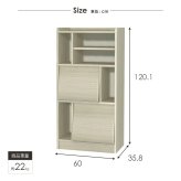 収納家具 ラック ディスプレイ ALE-1260 ミドルタイプ 日本製 フラップ扉 収納棚 扉付き 3段 本棚 幅60 高さ120 飾り棚 北欧 おしゃれ リビング収納 マガジン デザイン 木製 A4
