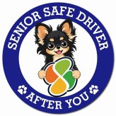 カーサイン 高齢者マーク SENIOR SAFE DRIVER ロングコートチワワ マグネット 強力 直径13cm 肉球 日本製 車 ステッカー