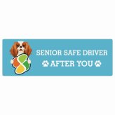 カーサイン 高齢者マーク SENIOR SAFE DRIVER キャバリアキングチャールズスパニエル ステッカー シール 長方形 15x5cm 肉球 日本製 車