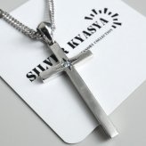 シルバー925 クロスネックレス 一粒ネックレス ペンダントネックレス シンプルネックレス ダブル喜平 6面カット 50cm 60cm シルバー 燻し アンティーク 十字架 メンズ 男性 金属アレルギー対応