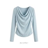 ドレープトップス 通販 オフショルダー ドレープカットソー 通勤 通学 薄手 きれいめロンt オフィスカジュアル アシンメトリー 長袖 おしゃれ 韓国風 インナー 無地 春服夏服秋服 大人 レディースファッション
