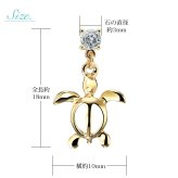 ハワイアンジュエリー ピアス ホヌ ピアス 4月の誕生石 ダイヤモンド 幸せ運ぶホヌピアス 揺れる カラーストーン 片耳(1個)購入可 K14イエロー ピンク ホワイト 選べる 14K シリコンキャッチ BY THE SEA 20G ゲージ バイザシー プレゼント ハロウィン 【品番：GE501-4】