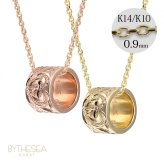 ゴールド ネックレス ハワイアンジュエリー ネックレス ゴールド ペアネックレス 2本セット スクロール チューブ 14k カットあずきチェーン太0.9mm 2本セット 大人 友達 BY THE SEA バイザシー カップル 夫婦 プレゼント ハロウィン 【品番：CG-GP126P-CH123】