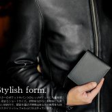 二つ折り 財布 メンズ 短財布 ビームズ スクエア BEAMZ SQUARE ブラック カーボン レザー ウォレット 本革 本皮 牛革 牛皮 BS-66314BK