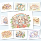 創業のプレゼントに、ご家族みんなで喜べる贈り物です。相談しながら作れる、あたたかな似顔絵ギフトです。 創立記念 贈り物 似顔絵 手描き 名入れ プレゼント ギフト 創業 創立 記念 周年 大人数 友人 取引先 社長 社員 修正無料 名入れ 下書き確認 一生もの サプライズ そっくり かわいい 創業記念 周年 創立 一生もの メモリアル 感動 古希祝い 色紙 卒寿祝い 米寿祝い 同窓会 還暦祝い