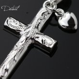 ハワイアンジュエリー ネックレス シルバー ネックレス 刻印 無料 誕生石入れ可 ハートチャームクロス 十字架 ハートパーツ シルバー925 ギフトラッピング可能 チェーン 長さ選べる プレゼント ハロウィン 【品番：CG-SP2602】
