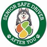 カーサイン 高齢者マーク SENIOR SAFE DRIVER アラスカンマラミュート マグネット 強力 直径13cm 肉球 日本製 車 ステッカー
