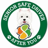 カーサイン 高齢者マーク SENIOR SAFE DRIVER ウエストハイランドホワイトテリア マグネット 強力 直径13cm 肉球 日本製 車 ステッカー