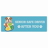 カーサイン 高齢者マーク SENIOR SAFE DRIVER ブルドッグ ステッカー シール 長方形 15x5cm 肉球 日本製 車