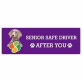 カーサイン 高齢者マーク SENIOR SAFE DRIVER ワイマラナー ステッカー シール 長方形 20x6.7cm 肉球 日本製 車