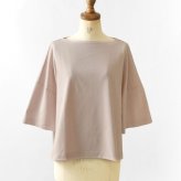 【NARU ナル】コットン デラヴェジャージー ワイド シャツ / カットソー (654202)レディース 秋 冬 7分袖 七分袖 5分袖 無地 ボートネック ゆったり 体型カバー シンプル ナチュラル カジュアル きれいめ 黒 日本製 60代 50代 40代