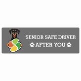 カーサイン 高齢者マーク SENIOR SAFE DRIVER ドーベルマン ステッカー シール 長方形 20x6.7cm 肉球 日本製 車