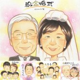 金婚式のギフトに、プレゼントにぴったりの似顔絵です。下書き確認ができるので、安心して贈れます。 似顔絵 金婚式 贈り物 手描き 名入れ プレゼント ギフト 金婚式 銀婚式 結婚記念日 夫婦 祖母 おじいちゃん 家族 おばあちゃん 下書き確認 名入れ 修正無料 宝物 実績多数 そっくり 喜ばれる 親孝行 長寿 50周年 結婚記念日 感謝 オーダーメイド オリジナル 節目 ハロウィン メモリアルギフト