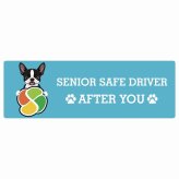 カーサイン 高齢者マーク SENIOR SAFE DRIVER ボストンテリア ステッカー シール 長方形 20x6.7cm 肉球 日本製 車