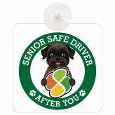 カーサイン 高齢者マーク SENIOR SAFE DRIVER ベルジアングリフォン 車内用 吸盤タイプ 収れん火災防止タイプ 肉球 日本製 車 ステッカー