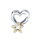 ボックス・ショッパー付 PANDORA(パンドラ) ★ Lucky Star & Heart Charm ★ラッキースター＆ハート チャーム ★ ブレスレット カスタマイズ アクセサリー シンプル 日常使い 誕生日 記念日 母の日 プレゼント ギフト｜チャーム 単品