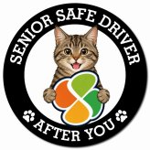 カーサイン 高齢者マーク SENIOR SAFE DRIVER キジトラ マグネット 強力 直径13cm 肉球 日本製 車 ステッカー