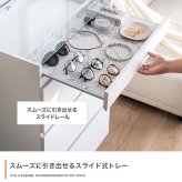 ショーケース付きチェスト 幅60cm×奥行40cm×高さ90cm パーティクルボード 天然木 ガラス メラミン 組立品 洋服や小物をすっきり整理可能 ホワイト グレー ストーン ブラウン