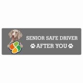カーサイン 高齢者マーク SENIOR SAFE DRIVER ワイマラナー ステッカー シール 長方形 15x5cm 肉球 日本製 車