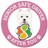 カーサイン 高齢者マーク SENIOR SAFE DRIVER ウエストハイランドホワイトテリア マグネット 強力 直径13cm 肉球 日本製 車 ステッカー