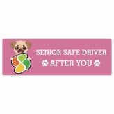カーサイン 高齢者マーク SENIOR SAFE DRIVER チワパグ ステッカー シール 長方形 20x6.7cm 肉球 日本製 車