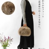 【EARTH MADE アースメイド】FUR BAMBOO ファー バンブーハンドル 2way ショルダー トートバッグ (E8187)正規品 レディース 秋 冬 ハンドバッグ ナチュラル 新作 シンプル おしゃれ コーディネート 人気 60代 50代 40代 30代