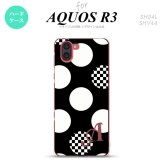 SH-04L SHV44 R3 AQUOS R3 スマホケース カバー 水玉 A 黒 白 +アルファベット nk-r3-1111i