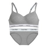 カルバンクライン Calvin Klein(CK) ブラ&ショーツ ビキニ セット ロゴ 無地 ノンワイヤー 下着 アンダーウェア QP3561O+F3787 レディース グレー