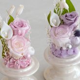 ☆プリザーブドフラワー お供え花 ガラスドーム仏花 ローズメモリー☆ プリザーブドフラワー お供え花 仏花 ガラスドーム仏花 プリザーブドフラワー 仏花 お供え プリザーブドフラワー ローズ バラ ピンク ラベンダー パープル 枯れない仏花 水替え不要 お手入れ簡単 ギフト プレゼント