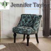 チェア Jennifer Taylor ファブリック インテリア ショップ ギフト プレゼント おしゃれ かわいい 一人掛け 一人用 椅子 布 玄関 北欧 表面全体のボタン締めも美しい ヨーロピアンスタイルの逸品です ポリエステル イス 新生活