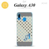 SCV43 Galaxy A30 SCV43 スマホケース ソフト カバー ドット 水玉 C グレー 青 +アルファベット nk-scv43-tp1650i