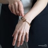 ステンレス お洒落さん マンテルブレスレット 切り返し チェーンブレスレット コンビカラー ゴールド 18KGP デザイン メタル アシンメトリー 大ぶり 小豆 リンク レディース 女性 金属アレルギー対応