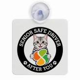 カーサイン 高齢者マーク SENIOR SAFE DRIVER アメリカンショートヘア 車内用 吸盤タイプ 収れん火災防止タイプ 肉球 日本製 車 ステッカー
