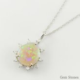 オパール ネックレス 1.205ct ダイヤモンド プラチナ Pt900 ペンダント シンプル エレガント 上品 レディース 宝石 ダイヤ 一粒 一石 ジュエリー 10月 誕生石 プレゼント