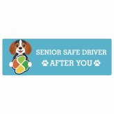 カーサイン 高齢者マーク SENIOR SAFE DRIVER ビーグル ステッカー シール 長方形 15x5cm 肉球 日本製 車