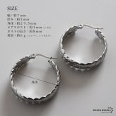 ステンレス 編み込みピアス 大ぶりピアス フープピアス ゴールド シルバー プチプラ 大きめ 存在感 メタル サークル リーフ 月桂冠 フィッシュボーン 両耳2点 レディース 女性 金属アレルギー対応 イヤリング