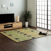 夏ラグ 夏用カーペット い草ラグ 猫柄 花柄 猫 インテリア 節電 夏用 涼しい おしゃれ おすすめ 湿度調節 消臭効果 お手入れ簡単 約180×180cm