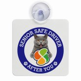 カーサイン 高齢者マーク SENIOR SAFE DRIVER シャルトリュー 車内用 吸盤タイプ 収れん火災防止タイプ 肉球 日本製 車 ステッカー