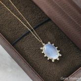 高品質 ムーンストーン 5.225ct ゴールド K18 ネックレス レディース ペンダント ブルー シンプル 一石 一つ石 ナチュラル 誕生石 6月 誕生日 記念日 プレゼント
