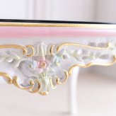 テーブル ロココ 調 センター 白 リビング おしゃれ ホワイト 幅120cm 木製 アンティーク 猫脚 姫系 ROCOCOアントワネット (ガラス天板付き） ヨーロピアン 輸入家具 かわいい 新生活