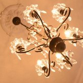 照明 ライト シャンデリア LED電球付き 6灯 茶 ブラウン 簡単取り付け アンティーク シーリング付き オールドブリテン お手軽 天井 エレガント シック おしゃれ 6畳 ダイニング リビング ヨーロピアン か 新築祝い 引越し祝い