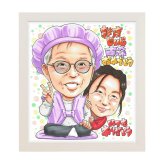 古希祝い 母 プレゼント 似顔絵 70歳 古稀 娘 家族 紫のちゃんちゃんこ 手描き 手書き 名入れ 送料無料｜サプライズ 記念品 オーダーメイド 世界に一つ ギフト