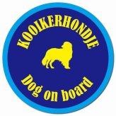 カラフル Dog on board コーイケルホーンディエ ネイビー＆ブルー カーサイン 車 マグネットステッカー 犬 マグネット 強力 直径13cm 丸型 おしゃれ かわいい ドラレコステッカー 安全対策 危険運転 煽り運転 アニマル 動物 犬種別 屋外 防水 屋内