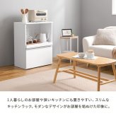 食器棚 キッチン収納 キッチンカウンター ロータイプ レンジ台 キッチン 収納 棚 キッチンラック キッチンワゴン おしゃれ シンプル かわいい 幅60 スライド棚 可動棚 隠しキャスター キャスター付き 炊飯器 トースター 電子レンジ ：